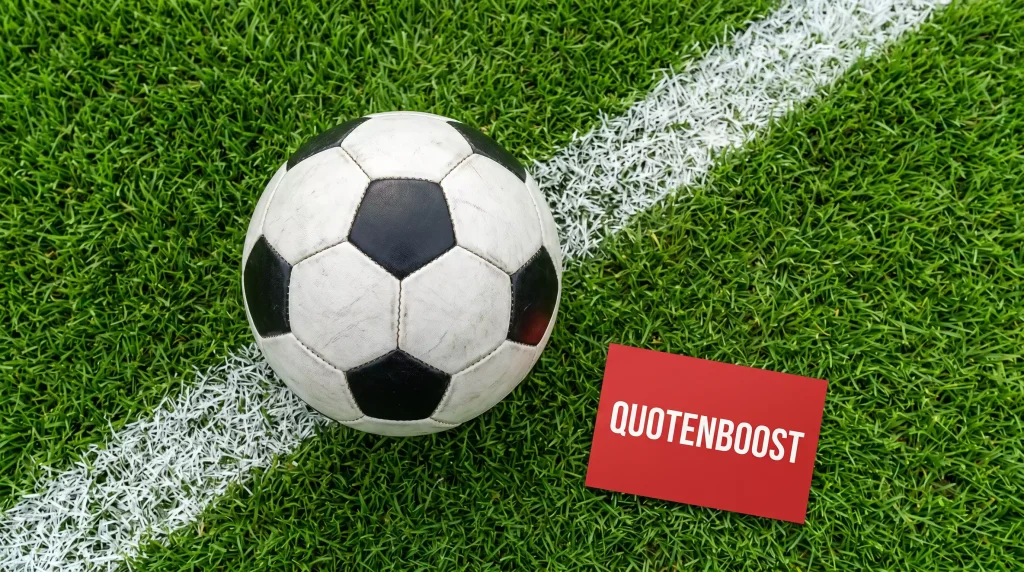 Fußball auf einer Rasenfläche neben einer Bonus-Markierung