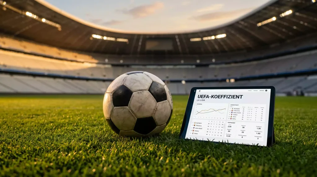 Spanischer Fußball auf dem Spielfeld eines europäischen Stadions